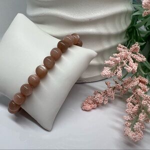 𝅺PEACH Moonstone Stretch Beaded Bracelet